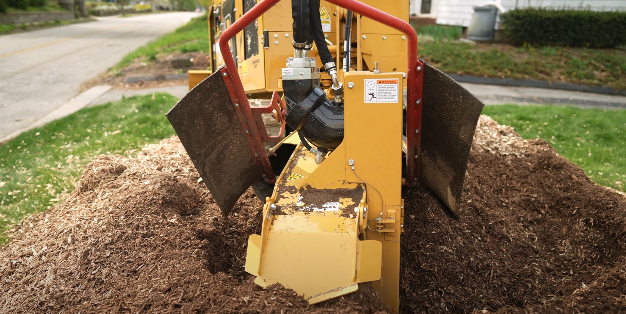 Stump grinding equipment preventing tree root damage in Yucaipa
